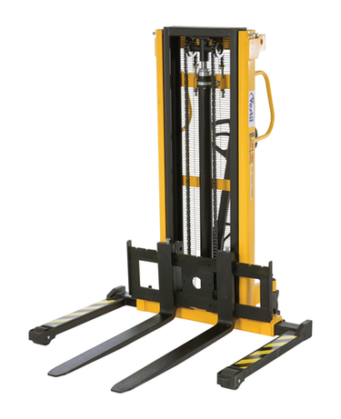 Steel Manual Stacker Adjustable Forks/Legs 2,200 Lb. Capacity Black